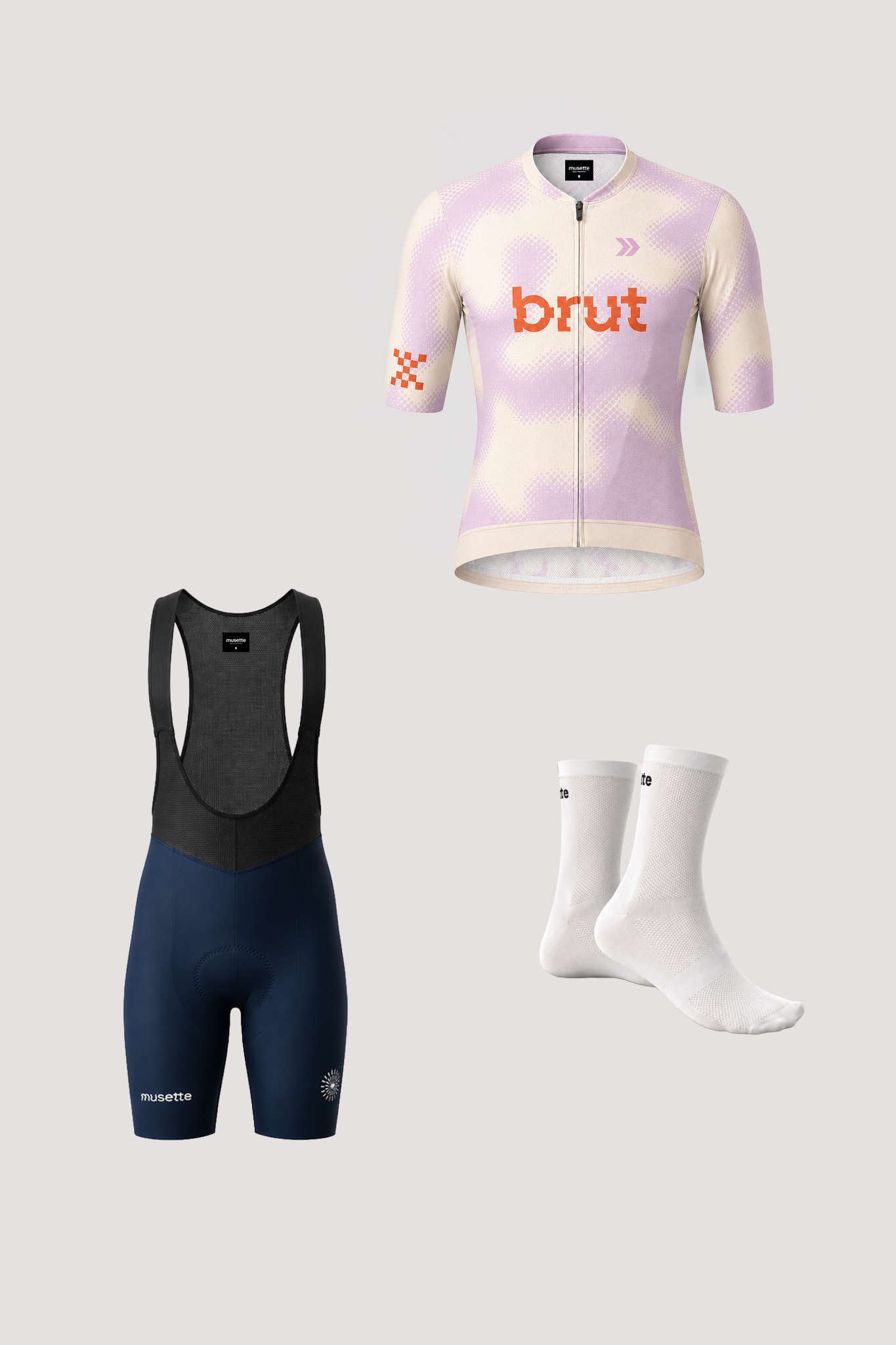 MEN's brut butter/pink jersey + blue bib bundle