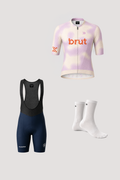 WOMEN's brut butter/pink jersey + blue bib bundle