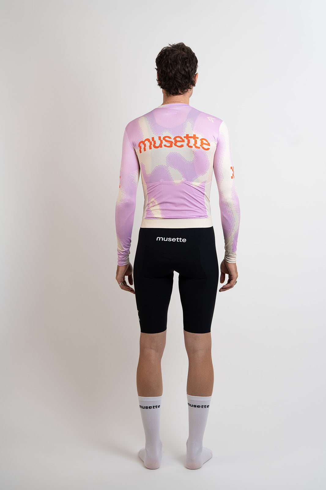Ensemble maillot manches longues brut 2.0 beurre/rose + cuissard noir homme