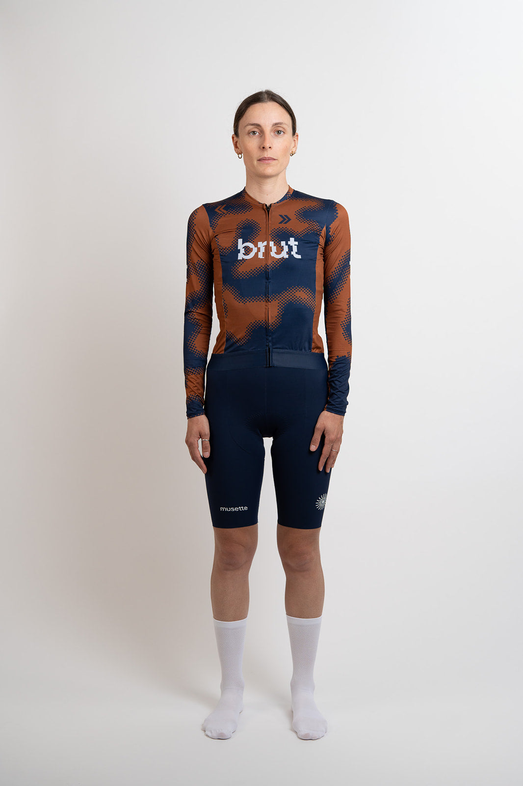 Maillot manches longues + cuissard à bretelles bundle WOMENS brut 2.0 marron/bleu